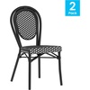 image:imageFlash Furniture Lourdes IndoorOutdoor Commercial Thonet French Bistro Stack Chair  NATWhite PE Rattan Back and Seat  Light Natural Bamboo Print Metal Frame  2 PKBlack  WhiteBlack Frame