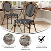 image:imageFlash Furniture Lourdes IndoorOutdoor Commercial Thonet French Bistro Stack Chair  NATWhite PE Rattan Back and Seat  Light Natural Bamboo Print Metal Frame  2 PKBlack  WhiteNatural Frame