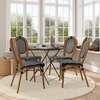 image:imageFlash Furniture Lourdes IndoorOutdoor Commercial Thonet French Bistro Stack Chair  NATWhite PE Rattan Back and Seat  Light Natural Bamboo Print Metal Frame  2 PKBlack  WhiteNatural Frame