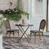 image:imageFlash Furniture Lourdes IndoorOutdoor Commercial Thonet French Bistro Stack Chair  NATWhite PE Rattan Back and Seat  Light Natural Bamboo Print Metal Frame  2 PKBlack  WhiteNatural Frame