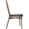 image:imageFlash Furniture Lourdes IndoorOutdoor Commercial Thonet French Bistro Stack Chair  NATWhite PE Rattan Back and Seat  Light Natural Bamboo Print Metal Frame  2 PKBlack  WhiteNatural Frame
