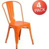 image:imageFlash Furniture Luke Commercial Grade 4 Pack Orange Metal IndoorOutdoor Stackable Chair