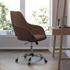 image:imageFlash Furniture Madrid Home and Office Upholstered MidBack Chair in White LeatherSoftBrown Fabric