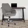 image:imageFlash Furniture Madrid Home and Office Upholstered MidBack Chair in White LeatherSoftLight Gray Fabric
