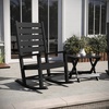 image:imageFlash Furniture Manchester Commercial 3Piece Rocking ChairsTable Set 2 Contemporary Rocking Chairs End Table HDPE Construction AllWeather Use BlackBlack