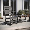 image:imageFlash Furniture Manchester Commercial 3Piece Rocking ChairsTable Set 2 Contemporary Rocking Chairs End Table HDPE Construction AllWeather Use BlackGrey