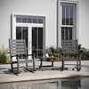 image:imageFlash Furniture Manchester Commercial 3Piece Rocking ChairsTable Set 2 Contemporary Rocking Chairs End Table HDPE Construction AllWeather Use BlackGrey
