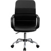 image:imageFlash Furniture Manor MidBack Swivel LeatherSoft Desk Chair with Headrest and Padded Arms Adjustable Height Padded Ergonomic Office Chair BlackBlack