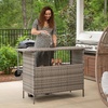 image:imageFlash Furniture Marco IndoorOutdoor Patio Bar Counter Table AllWeather Wicker Rattan Pattern 2 Shelves GrayGrey