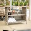 image:imageFlash Furniture Marco IndoorOutdoor Patio Bar Counter Table AllWeather Wicker Rattan Pattern 2 Shelves GrayGrey