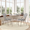 image:imageFlash Furniture Marseille IndoorOutdoor Commercial Bistro Set  Tempered Glass Top Table  2 Chairs  Textilene  Lt NAT Bamboo Print Aluminum Frame  BlkWhtBlack  White TextileneLight Natural Frame