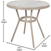 image:imageFlash Furniture Marseille IndoorOutdoor Commercial Bistro Set  Tempered Glass Top Table  2 Chairs  Textilene  Lt NAT Bamboo Print Aluminum Frame  BlkWhtBlack  White TextileneLight Natural Frame