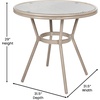 image:imageFlash Furniture Marseille IndoorOutdoor Commercial Bistro Table  Tempered Glass Top  Textilene Fabric  Natural Bamboo Print Aluminum Frame  315  BlackBlack  White TextileneLight Natural Frame