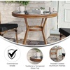 image:imageFlash Furniture Marseille IndoorOutdoor Commercial Bistro Table  Tempered Glass Top  Textilene Fabric  Natural Bamboo Print Aluminum Frame  315  BlackBlack TextileneNatural Frame