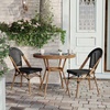 image:imageFlash Furniture Marseille IndoorOutdoor Commercial Bistro Table  Tempered Glass Top  Textilene Fabric  Natural Bamboo Print Aluminum Frame  315  BlackBlack TextileneNatural Frame
