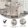 image:imageFlash Furniture Marseille IndoorOutdoor Commercial Bistro Table  Tempered Glass Top  Textilene Fabric  Natural Bamboo Print Aluminum Frame  315  BlackBlack  White TextileneLight Natural Frame