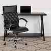 image:imageFlash Furniture Merideth High Back Designer Quilted White LeatherSoft Executive Swivel Office Chair with Chrome Base and ArmsBlack