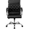 image:imageFlash Furniture Merideth MidBack Designer Black LeatherSoft Executive Swivel Office Chair with Chrome Base and Arms