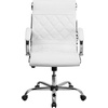 image:imageFlash Furniture Merideth MidBack Designer White LeatherSoft Executive Swivel Office Chair with Chrome Base and Arms