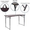 image:imageFlash Furniture Mills 4Foot Height Adjustable BiFold Brown Wood Grain Plastic Folding Table with Carrying HandleBrown