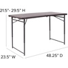 image:imageFlash Furniture Mills 4Foot Height Adjustable BiFold Brown Wood Grain Plastic Folding Table with Carrying HandleBrown