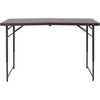 image:imageFlash Furniture Mills 4Foot Height Adjustable BiFold Brown Wood Grain Plastic Folding Table with Carrying HandleBrown