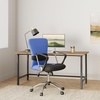 image:imageFlash Furniture Mindy MidBack Grey Mesh Swivel Task Office Chair with Adjustable Lumbar Support and ArmsBlue