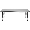 image:imageFlash Furniture Mobile 26W x 60L Rectangular Wave Collaborative Oak Thermal Laminate Activity Table  Height Adjustable Short LegsGrey