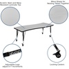 image:imageFlash Furniture Mobile 26W x 60L Rectangular Wave Collaborative Oak Thermal Laminate Activity Table  Height Adjustable Short LegsGrey