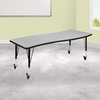 image:imageFlash Furniture Mobile 26W x 60L Rectangular Wave Collaborative Oak Thermal Laminate Activity Table  Height Adjustable Short LegsGrey