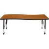image:imageFlash Furniture Mobile 26W x 60L Rectangular Wave Collaborative Oak Thermal Laminate Activity Table  Height Adjustable Short LegsOak