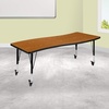 image:imageFlash Furniture Mobile 26W x 60L Rectangular Wave Collaborative Oak Thermal Laminate Activity Table  Height Adjustable Short LegsOak