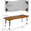 image:imageFlash Furniture Mobile 26W x 60L Rectangular Wave Collaborative Oak Thermal Laminate Activity Table  Height Adjustable Short LegsOak