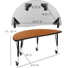image:imageFlash Furniture Mobile 475 Half Circle Wave Collaborative Grey Thermal Laminate Activity Table  Height Adjustable Short LegsOak