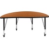 image:imageFlash Furniture Mobile 475 Half Circle Wave Collaborative Grey Thermal Laminate Activity Table  Height Adjustable Short LegsOak