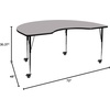 image:imageFlash Furniture Mobile 48W x 72L Kidney Red Thermal Laminate Activity Table  Standard Height Adjustable LegsGrey