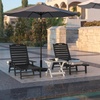 image:imageFlash Furniture Monterey Adjustable Adirondack Lounger with Cup Holder AllWeather IndoorOutdoor HDPE Lounge Chair GrayBlack