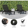 image:imageFlash Furniture Monterey Adjustable Adirondack Lounger with Cup Holder AllWeather IndoorOutdoor HDPE Lounge Chair GrayBlack