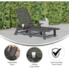 image:imageFlash Furniture Monterey Adjustable Adirondack Lounger with Cup Holder AllWeather IndoorOutdoor HDPE Lounge Chair GrayGrey