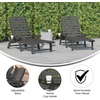 image:imageFlash Furniture Monterey Adjustable Adirondack Lounger with Cup Holder AllWeather IndoorOutdoor HDPE Lounge Chair GrayGrey