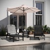 image:imageFlash Furniture Monterey Commercial 3Piece IndoorOutdoor Adirondack Set 2 Adjustable HDPE Loungers with Cup Holders Folding Side Table AllWeather Use GrayBlack