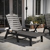 image:imageFlash Furniture Monterey Commercial 3Piece IndoorOutdoor Adirondack Set 2 Adjustable HDPE Loungers with Cup Holders Folding Side Table AllWeather Use GrayGrey