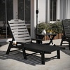 image:imageFlash Furniture Monterey Commercial 3Piece IndoorOutdoor Adirondack Set 2 Adjustable HDPE Loungers with Cup Holders Folding Side Table AllWeather Use GrayBlack