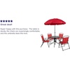 image:imageFlash Furniture Nantucket 6 Piece Red Patio Garden Set with Table Umbrella and 4 Folding Chairs