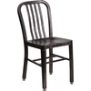image:imageFlash Furniture Napoleon Commercial Grade 24 Round BlackAntique Gold Metal IndoorOutdoor Table Set with 2 Vertical Slat Back ChairsBlackantique Gold