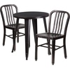 image:imageFlash Furniture Napoleon Commercial Grade 24 Round BlackAntique Gold Metal IndoorOutdoor Table Set with 2 Vertical Slat Back ChairsBlackantique Gold