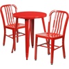 image:imageFlash Furniture Napoleon Commercial Grade 24 Round BlackAntique Gold Metal IndoorOutdoor Table Set with 2 Vertical Slat Back ChairsRed