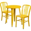 image:imageFlash Furniture Napoleon Commercial Grade 24 Round BlackAntique Gold Metal IndoorOutdoor Table Set with 2 Vertical Slat Back ChairsYellow