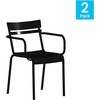 image:imageFlash Furniture Nash Commercial Grade Steel Stack Chair IndoorOutdoor Arm Chair with 2 Slat Back Set of 4 SilverBlack