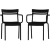 image:imageFlash Furniture Nash Commercial Grade Steel Stack Chair IndoorOutdoor Arm Chair with 2 Slat Back Set of 4 SilverBlack